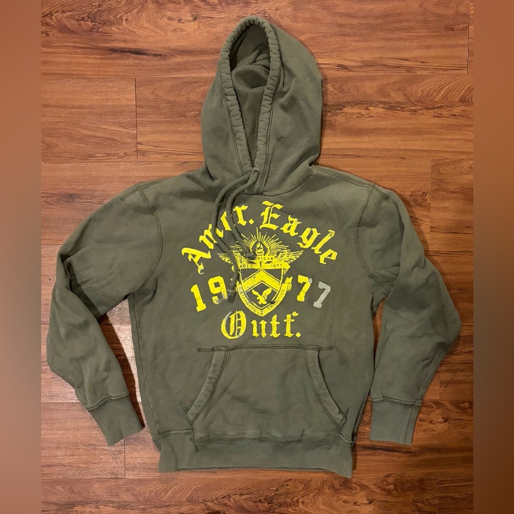Vintage Y2K American Eagle Hoodie Men’s Green Sweatshirt